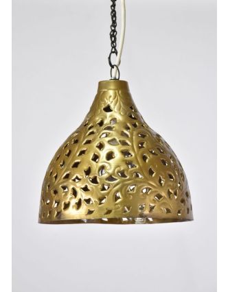 Mosazná lampa v orientálním stylu s jemným tepaným vzorem, ruční práce, 26x26cm