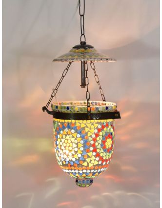 Skleněná mozaiková lampa, ruční práce, barevná, 17x14cm
