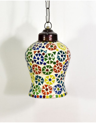 Skleněná mozaiková lampa, ruční práce, barevná, 20x13cm