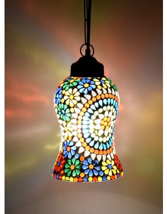 Skleněná mozaiková lampa, ruční práce, barevná, 20x12cm