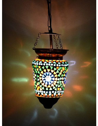 Skleněná mozaiková lampa, ruční práce, barevná, 21x11cm