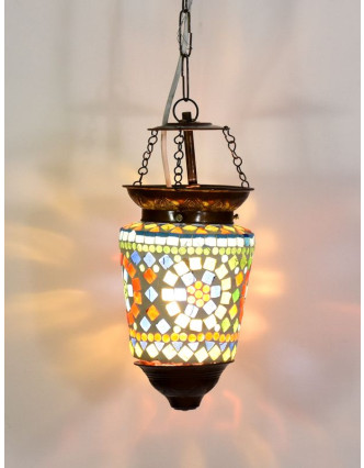 Skleněná mozaiková lampa, ruční práce, barevná, 21x11cm