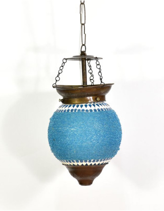 Skleněná mozaiková lampa, ruční práce, korálky, 21x15cm