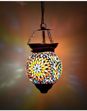 Skleněná mozaiková lampa, ruční práce, barevná, 21x15cm