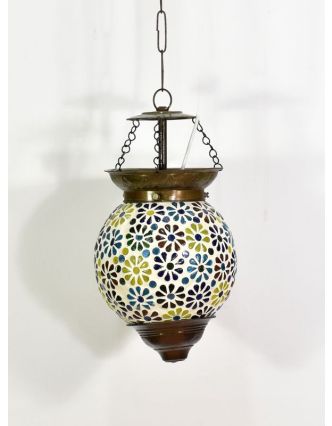 Skleněná mozaiková lampa, ruční práce, barevná, 23x17cm