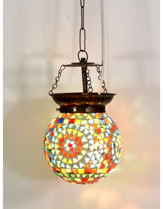 Skleněná mozaiková lampa, ruční práce, barevná, 17x15cm