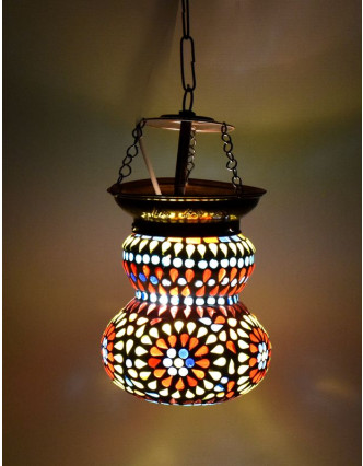 Skleněná mozaiková lampa, ruční práce, barevná, 17x13cm