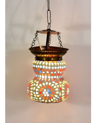 Skleněná mozaiková lampa, ruční práce, barevná, 17x13cm