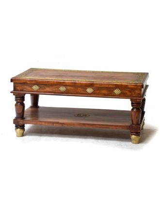 Konferenční stolek z palisandrového dřeva, mosazné kování, 60x110x50cm