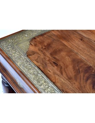 Konferenční stolek z palisandrového dřeva, mosazné kování, 60x110x50cm