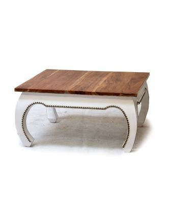 Konferenční stolek z palisandru, zdobený mosazným kováním, 89x89x45cm