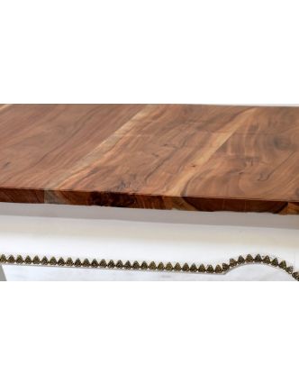 Konferenční stolek z palisandru, zdobený mosazným kováním, 89x89x45cm