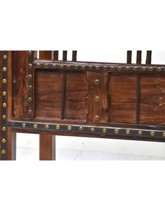 Konzolový stolek z antik teakového dřeva, železné kování, 125x45x73cm