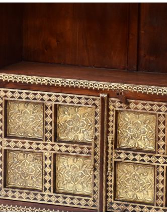 Knihovna se šuplíky z palisandrového dřeva, mosazné kování, 100x35x180cm