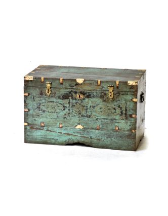 Stará dřevěná truhla z antik teakového dřeva, 69x41x41cm