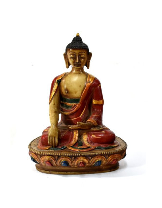 Buddha Šákjamuni, pryskyřice, antik patina, 18cm