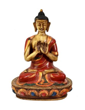 Buddha Vairočana, pryskyřice, antik patina, 18cm