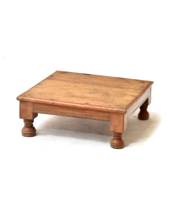 Čajový stolek z antik teakového dřeva, 48x48x18cm