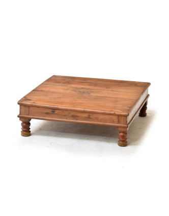 Čajový stolek z antik teakového dřeva, 54x54x20cm