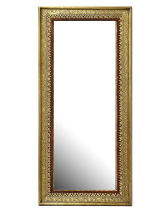 Zrcadlo v rámu z palisandrového dřeva, mosazné kování, 130x60x4cm