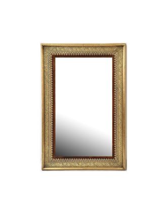 Zrcadlo v rámu z palisandrového dřeva, mosazné kování, 90x60x4cm