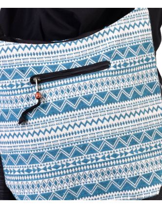 Bavlněná taška přes rameno s potiskem zik zak, kapsa, zip, 38x38cm