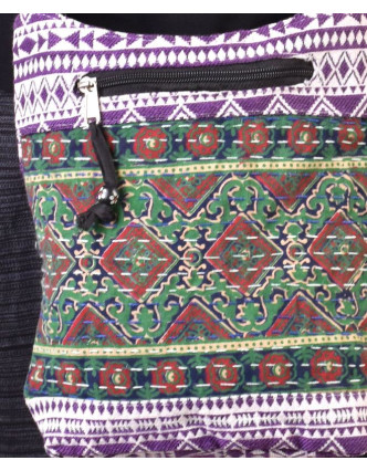 Bavlněná taška přes rameno s potiskem zik zak, kapsa, zip, 25x25cm