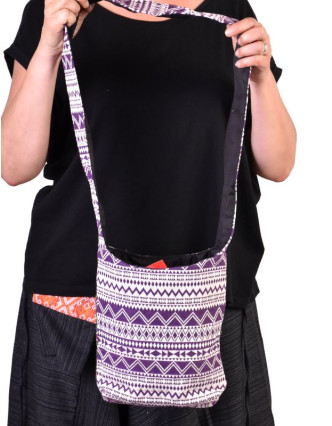 Bavlněná taška přes rameno s potiskem zik zak, kapsa, zip, 25x25cm