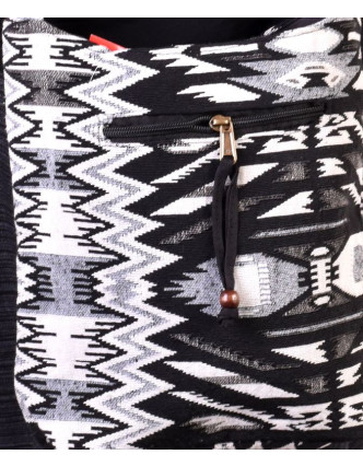 Bavlněná taška přes rameno s potiskem aztec, kapsa, zip, 25x25cm