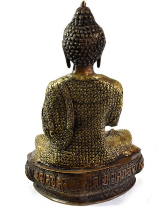Buddha Amogadiši, antik zlatá patina, mosazná socha, 39cm