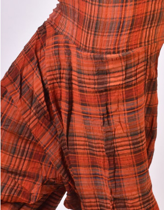 Turecké kalhoty, "Patchwork design", stonewash, oranžová , pružný pas
