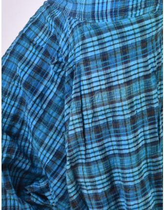 Turecké kalhoty, "Patchwork design", stonewash, modrá, pružný pas
