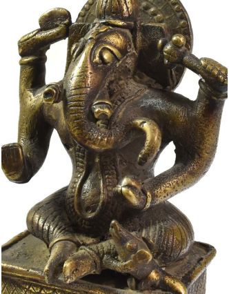Ganéša, kopie starého originálu jižní Indie, mosazná socha, 16cm