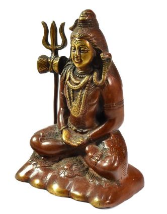 Shiva, červenohnědá patina, mosazná, socha, 16,5cm