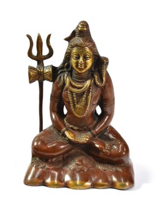 Shiva, červenohnědá patina, mosazná, socha, 16,5cm