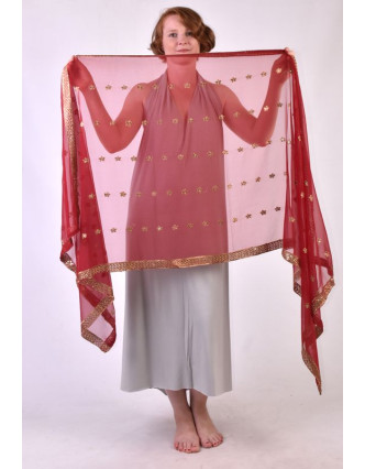 Luxusní šál ze starých sárí, ručně vyšívaný, 210x95cm