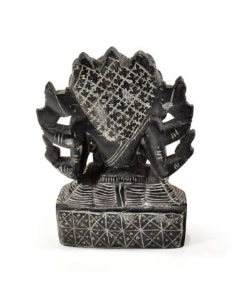 Kamenná soška, Ganéša 3 hlavy (Trimukha Ganapathi), ručně vyřezávaná, 13,5cm