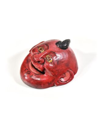 Dřevěná maska joker, červená, 15cm