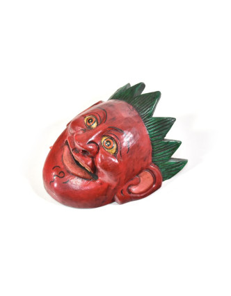 Dřevěná maska joker, červená, 16cm