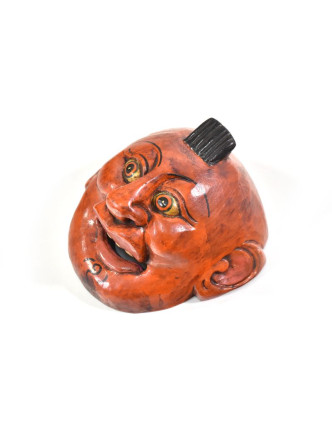 Dřevěná maska joker, oranžová, 14cm