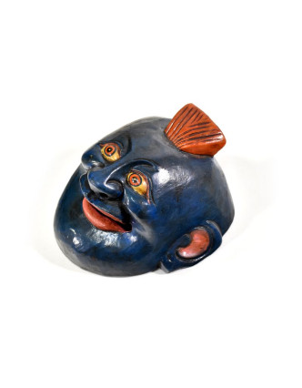 Dřevěná maska joker, modrá, 15cm