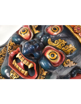 Bhairab, malovaná dřevěná maska, antik patina, ruční práce, 32cm