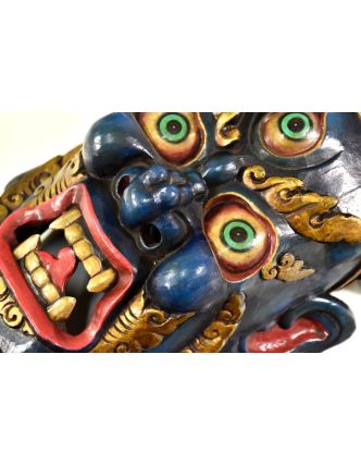 Bhairab, dřevěná maska, antik patina, ruční práce, 37cm