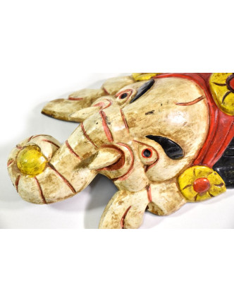 Ganeš, dřevěná maska, ručně malovaná, 27cm