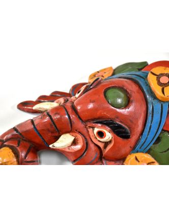 Ganeš, dřevěná maska, ručně malovaná, 29cm