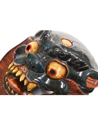 Dřevěná maska, sněžný lev, ručně malovaná, 27cm
