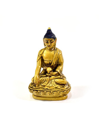 Buddha Šákjamuni, pryskyřice, zlacený, ručně vyřezávaný, 10cm