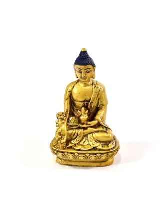 Uzdravující Buddha, pryskyřice, zlacený, ručně vyřezávaný, 10cm