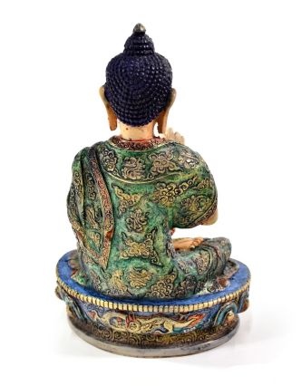 Buddha Amogasidhi, pryskyřice, ručně vyřezávaný a barvený, 19cm