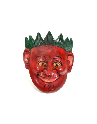 Dřevěná maska joker, červená, 16cm